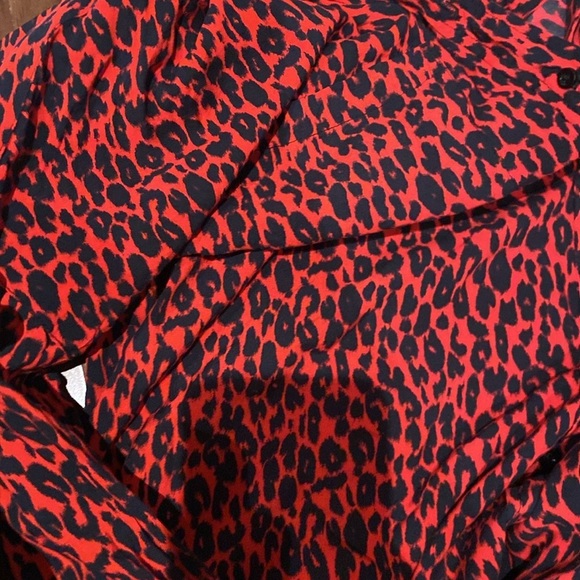 IRO / Pirae midi shirt dress button down Dress red leopard 40 large L - Picture 7 of 7